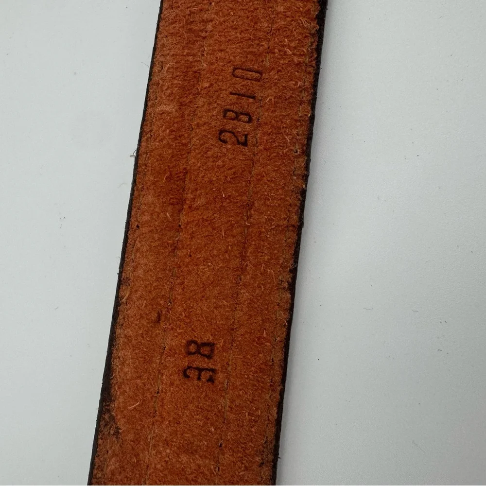 Vintage Mens Rope Edge Embossed Brown Leather Cowboy Strap‎ Western Belt Size 38